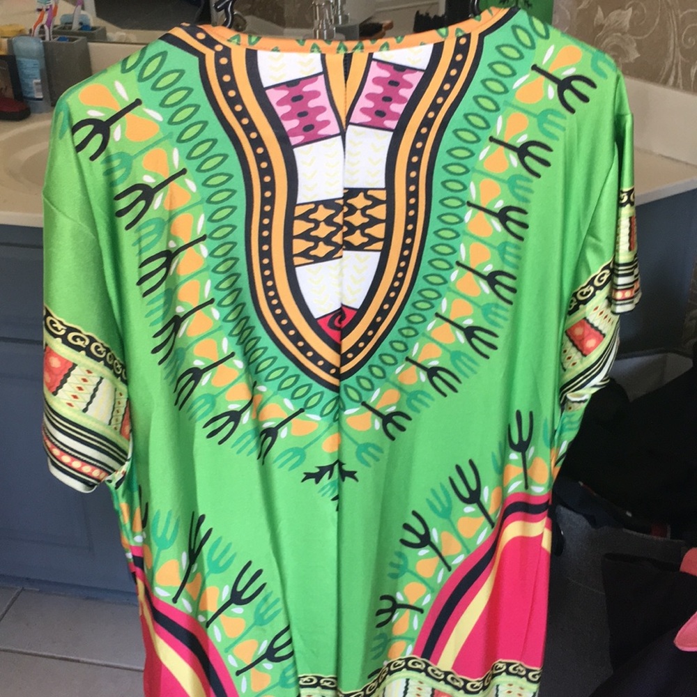 Green Multi Colored Dashiki - Picture 3 of 3